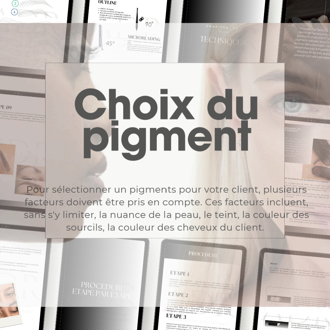 Extrait du manuel de formation ADR By Floriane, présentant les techniques de colorimétrie et de choix du pigment.