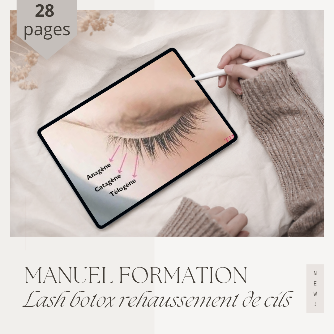 Extrait du manuel de formation lash botox rehaussement de cils ADR by Floriane.
