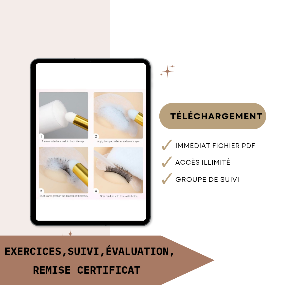 Extrait du manuel de formation lash botox et rehaussement de cils.
