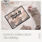 Extrait du manuel de formation en maquillage permanent microblading, présentant le choix du pigment.