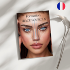 Présentation du manuel de formation en ligne pour le tracé des sourcils en maquillage permanent, présentant les techniques professionnelles étape par étape.
